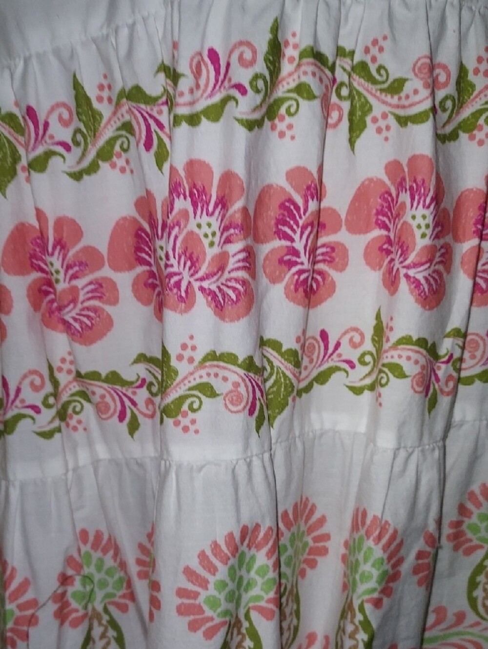 Crown & Ivy White Floral Peasant Dress with Pink and Green Accents - Picture 5 of 8
